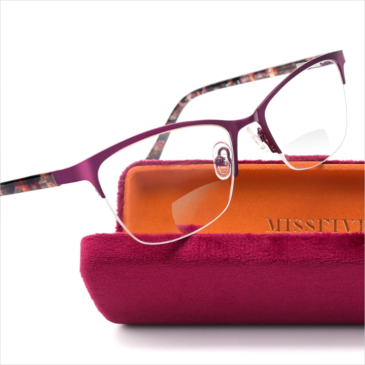Missfive Premium Bifocal Reading Glasses for Women Anti UV/Blue Light & No Broken Metal Spring Hinge, Readers for Near Far Dual-Use & A Hard Case, Timeless Ladies Bifocals Eyewear