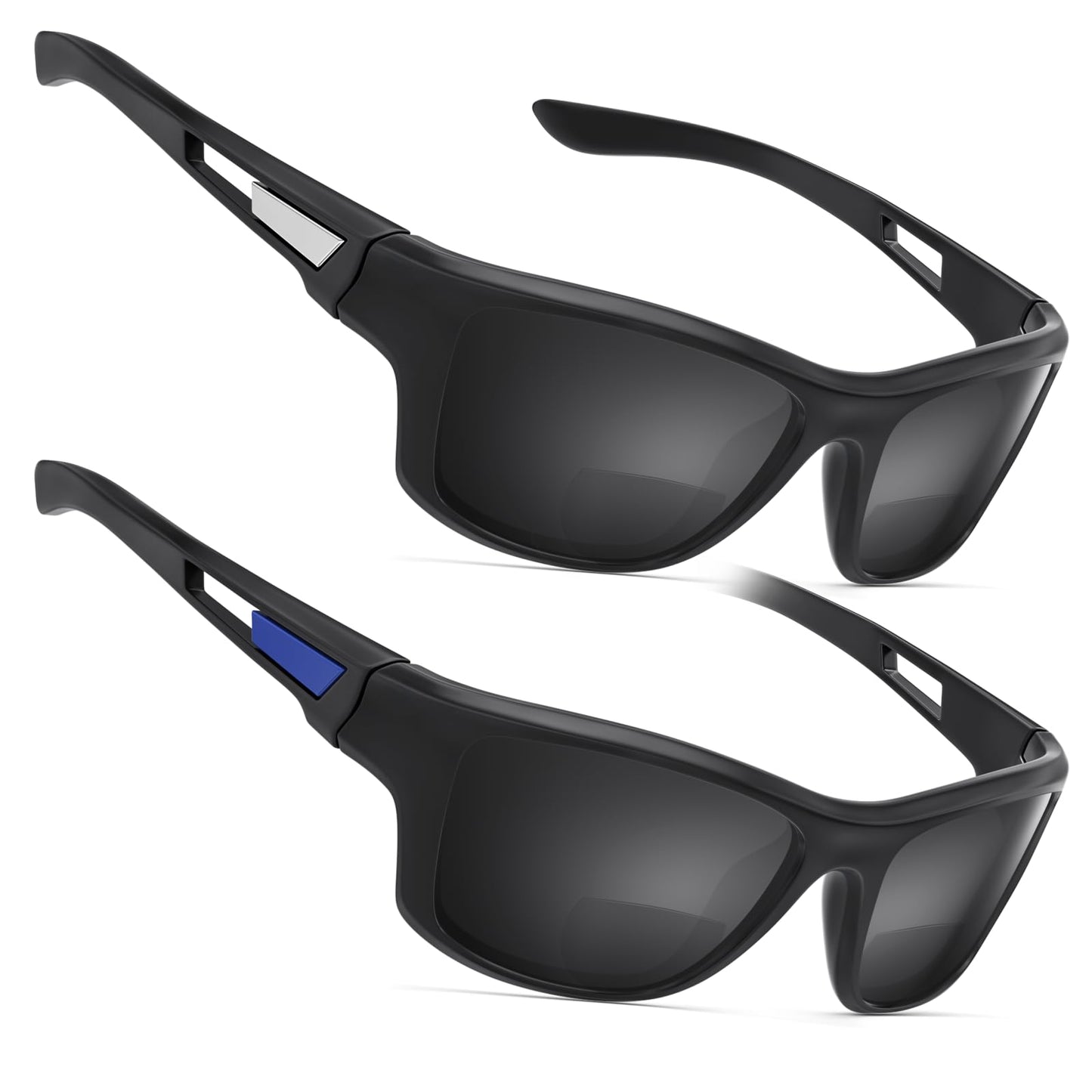 Missfive Premium Bifocal Reading Sunglasses Men Lightweight Wrap Around Design Sun Readers, UV Protection, Sports/Outdoor/Driving