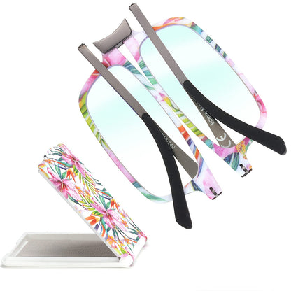 Missfive Ultra Thin Folding Reading Glasses Men Women, Foldable Portable Lightweight Pocket Readers w/ Flat Travel Case