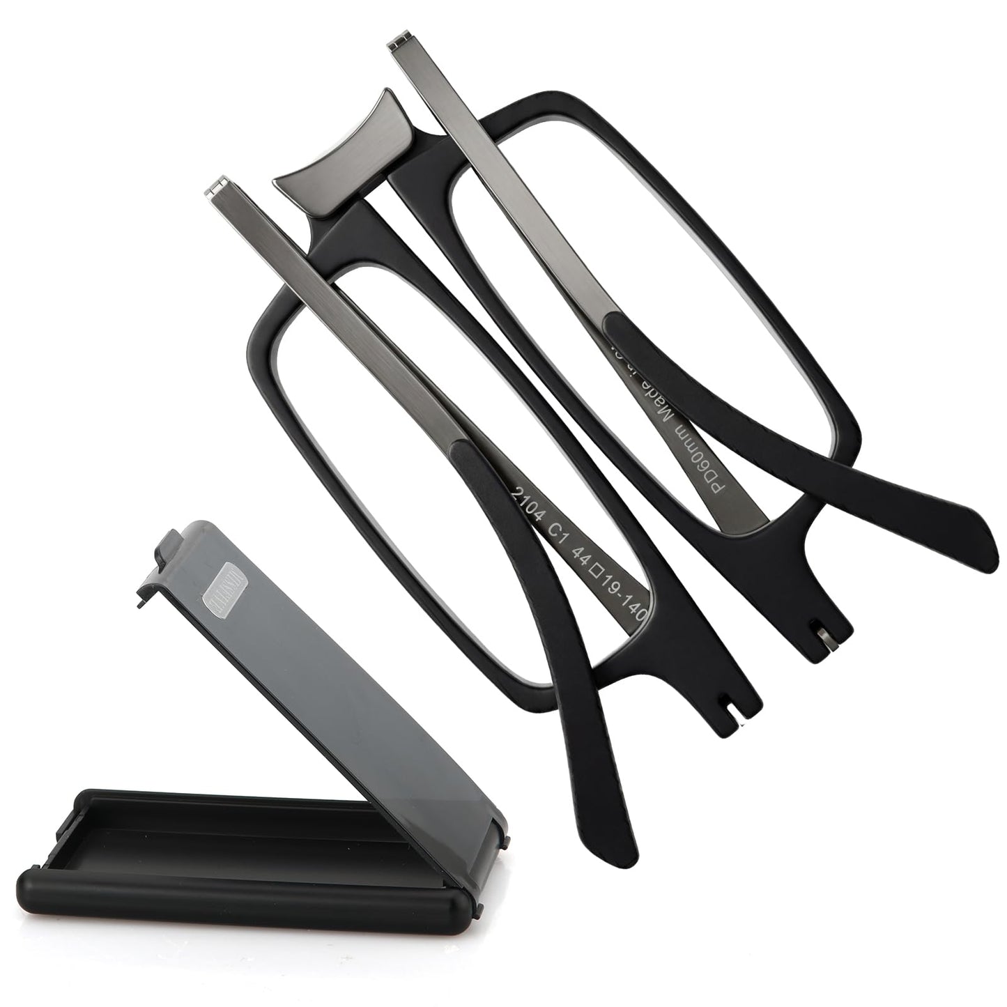 Missfive Credit Card Thin Folding Reading Glasses for Men Women - Foldable Travel Pocket Readers That Fit in a Wallet, with Durable TR90 & Metal Frame & Upgraded Easy-Open Hard Case