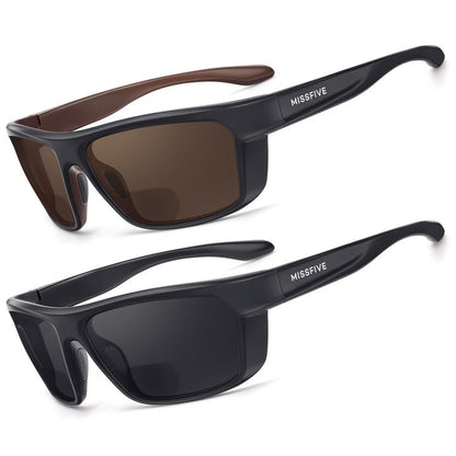 Missfive Premium Bifocal Reading Sunglasses Men Lightweight Wrap Around Design Sun Readers, UV Protection, TR90 Frame Sports/Outdoor/Driving, Black & Teal