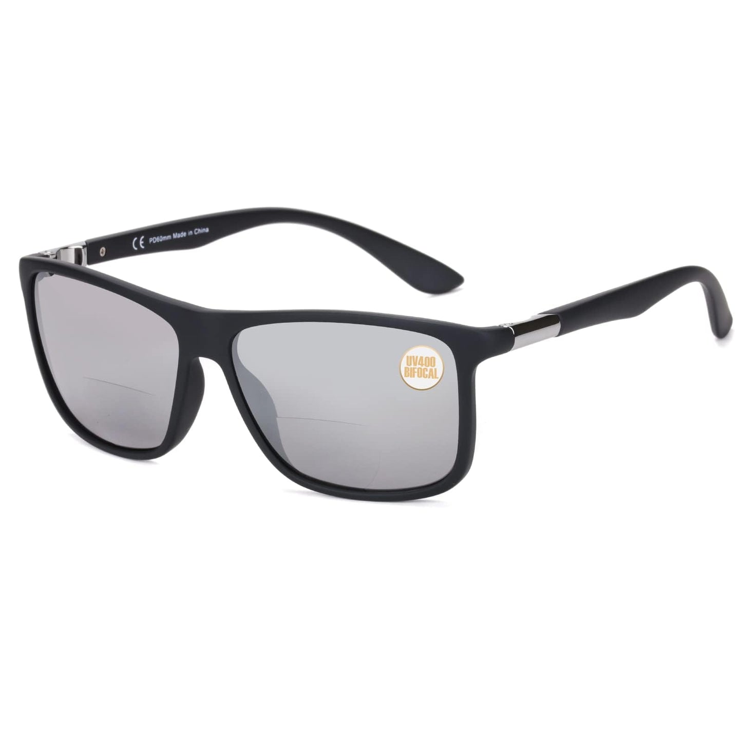 Missfive Mens Bifocal Reading Sunglasses UV Protection for Outdoor/Far/Near Use Sun Readers, Classic Retro Designer Eyeglasses, Trendy Vintage Eyewear with Metal Hinge (Matte Gray)