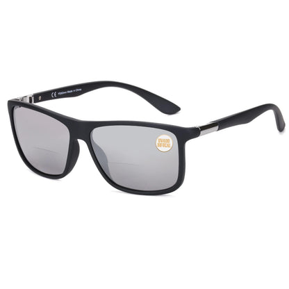 Missfive Mens Bifocal Reading Sunglasses UV Protection for Outdoor/Far/Near Use Sun Readers, Classic Retro Designer Eyeglasses, Trendy Vintage Eyewear with Metal Hinge (Matte Gray)