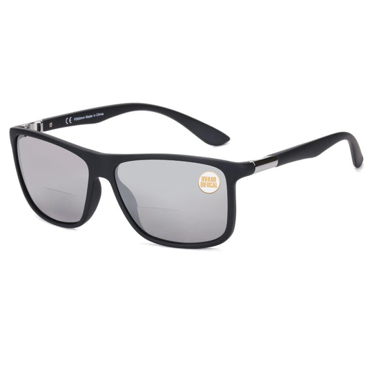 Missfive Mens Bifocal Reading Sunglasses UV Protection for Outdoor/Far/Near Use Sun Readers, Classic Retro Designer Eyeglasses, Trendy Vintage Eyewear with Metal Hinge (Matte Gray)
