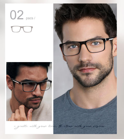 Missfive 2-Pack Light Bifocal Reading Glasses for Men Blue Light Blocking, Near/Far Range Dual-use Spring Hinge Readers, Anti UV/Eye Strain Comfort Quality Computer Eyeglasses