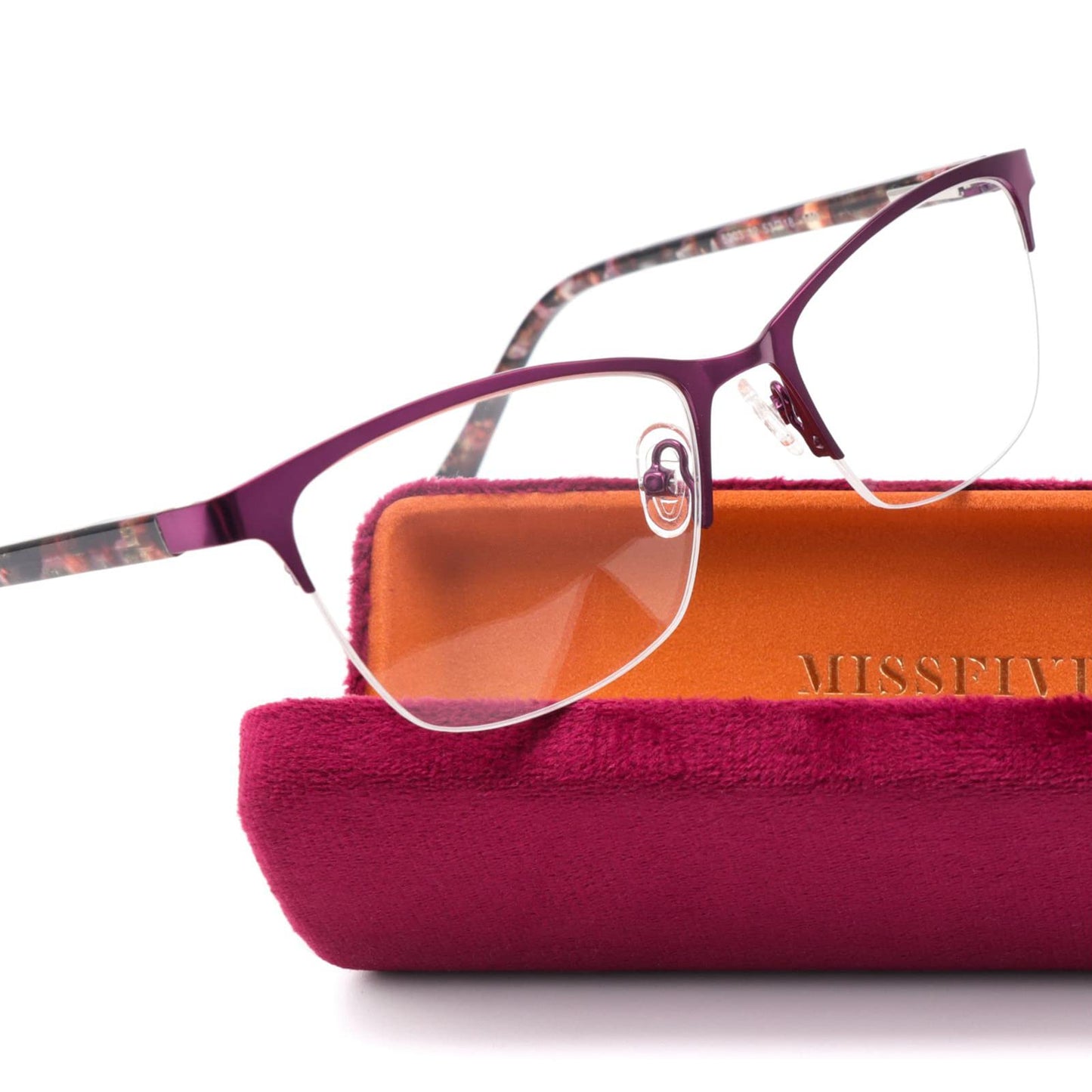 Missfive Premium Progressive Multifocus Metal Computer Reading Glasses For Women & A Hard Case, Quality Spring Hinge No Line Multifocal Readers (Workspace For Near Range )