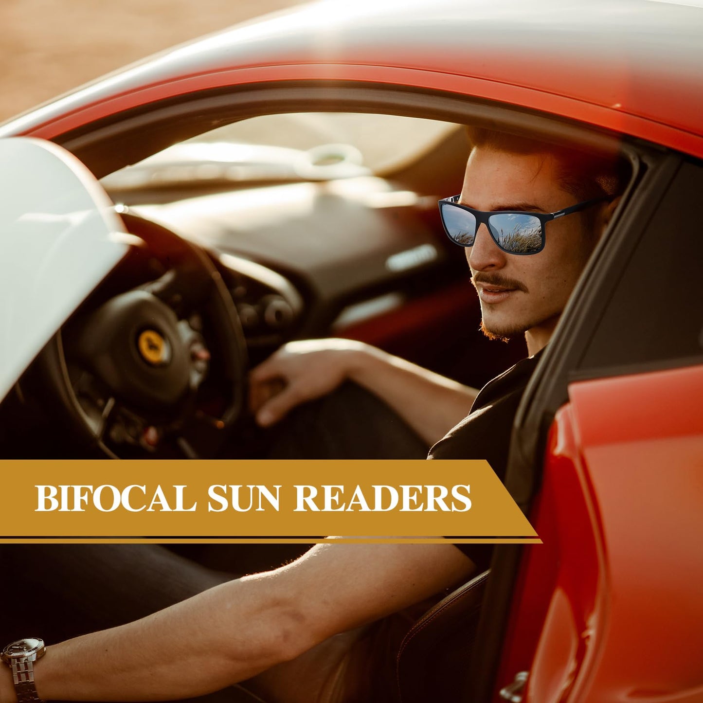 Missfive Mens Bifocal Reading Sunglasses UV Protection for Outdoor/Far/Near Use Sun Readers, Classic Retro Designer Eyeglasses, Trendy Vintage Eyewear with Metal Hinge (Glossy Black)