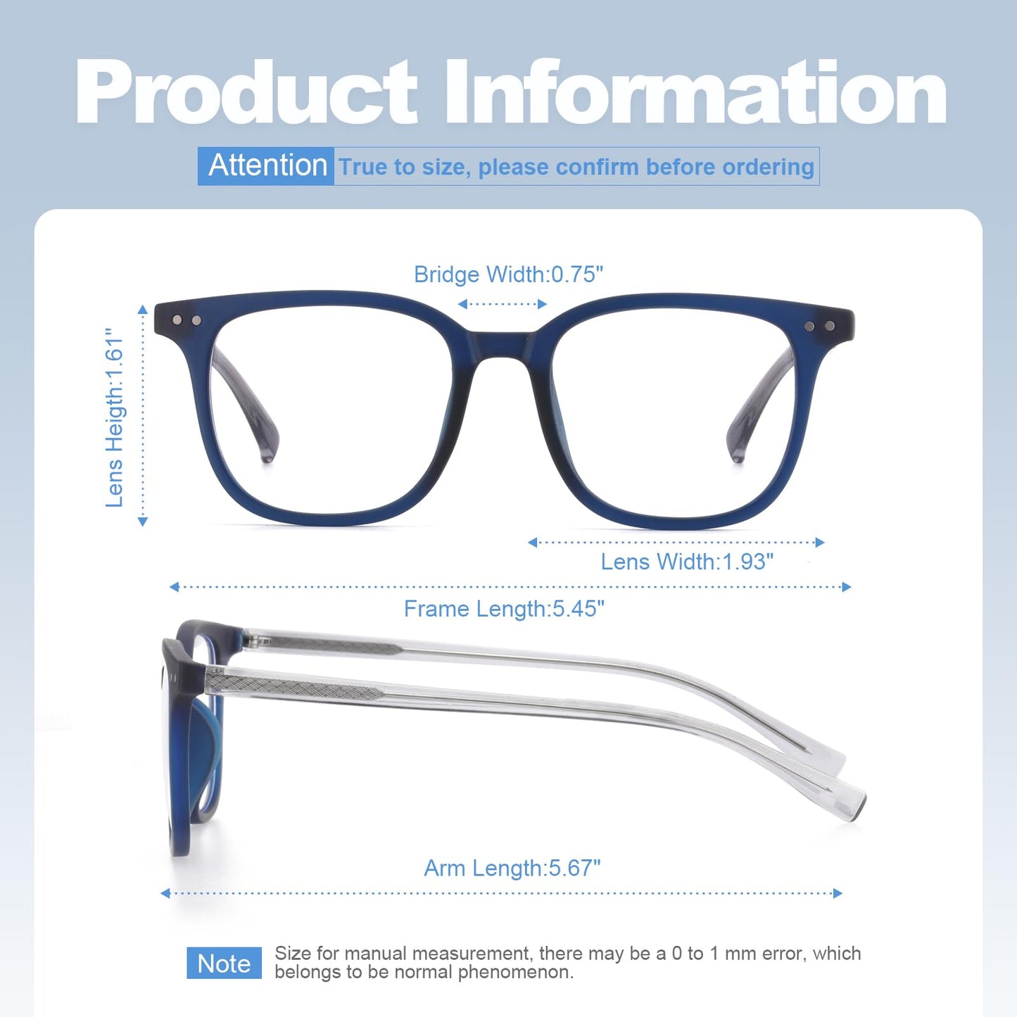 Missfive 2-Pack Multifocus Progressive Reading Glasses Men, Blue Light Blocking Multifocal Spring Hinge Trifocal Readers Durable TR90 Frame Near-Range Eyeglasses, Grey & Blue