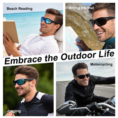 Missfive 2-Pack Mens Go-To Bifocal Sunglasses with Readers Built In, Resilient Temple Comfort-Fit Sport Wrap Around Frame & UV400 Protection, Driving & Reading Glasses for Outdoor