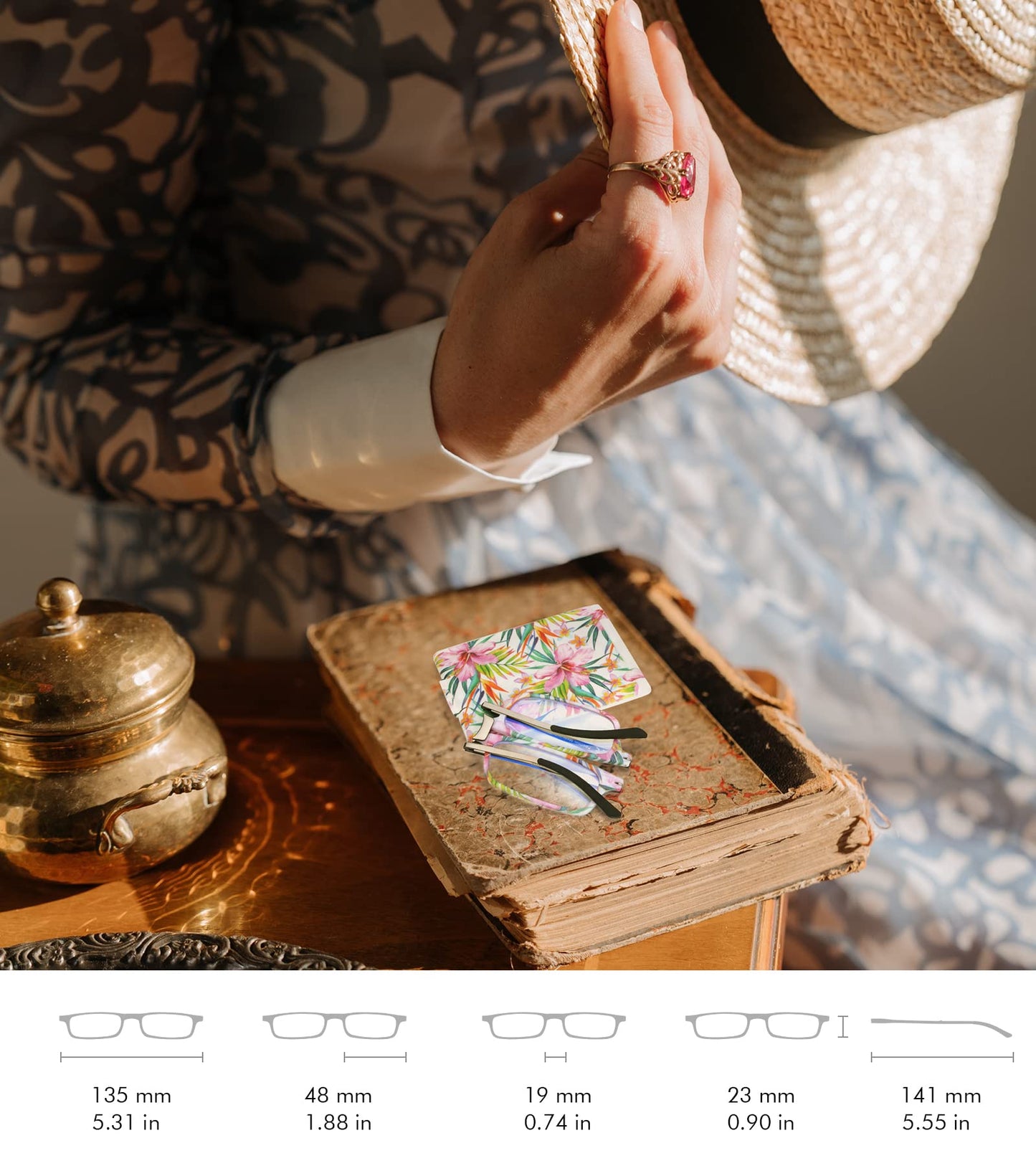 Missfive Ultra Thin Folding Reading Glasses Men Women, Foldable Portable Lightweight Pocket Readers w/ Flat Travel Case