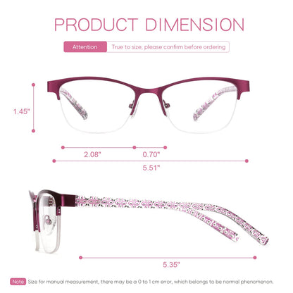 Missfive 2 Pack Women Progressive Multifocus Reading Glasses, No Line Blue Light Blocking Spring Hinge Readers Lightweight Multifocal Computer Cateye Eyeglasses(Workspace For Near Range, )