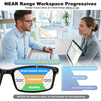 Missfive 2 Pack Sporty-Comfort Progressive Multifocus Reading Glasses Men, Super Flexible TR90 Frame with Anti-slip Rubber Tips, Anti-Blue Light Multifocal Computer Readers for Near Range
