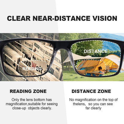 Missfive 2-Pack Light Bifocal Reading Glasses for Men Blue Light Blocking, Near/Far Range Dual-use Spring Hinge Readers, Anti UV/Eye Strain Comfort Quality Computer Eyeglasses