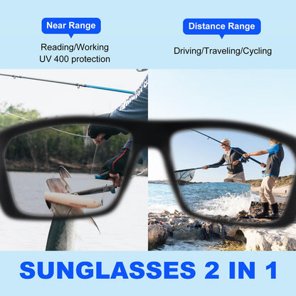 Missfive Premium Bifocal Reading Sunglasses Men Lightweight Wrap Around Design Sun Readers, UV Protection, TR90 Frame Sports/Outdoor/Driving, Black & Teal