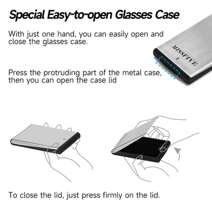 Missfive Premium Folding Reading Glasses Blue Light Blocking for Men Women, Ultra Thin Foldable Portable Travel Readers with Durable Pocket Metal Case, Black Lightweight Compact Eyewear