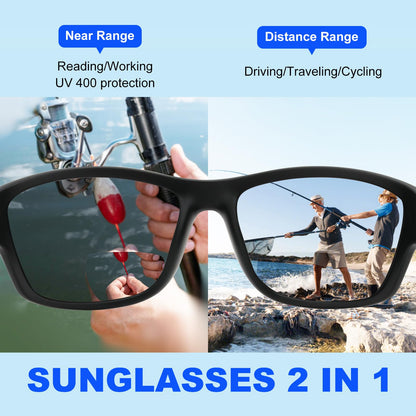 Missfive Premium Bifocal Reading Sunglasses Men Lightweight Wrap Around Design Sun Readers, UV Protection, Sports/Outdoor/Driving