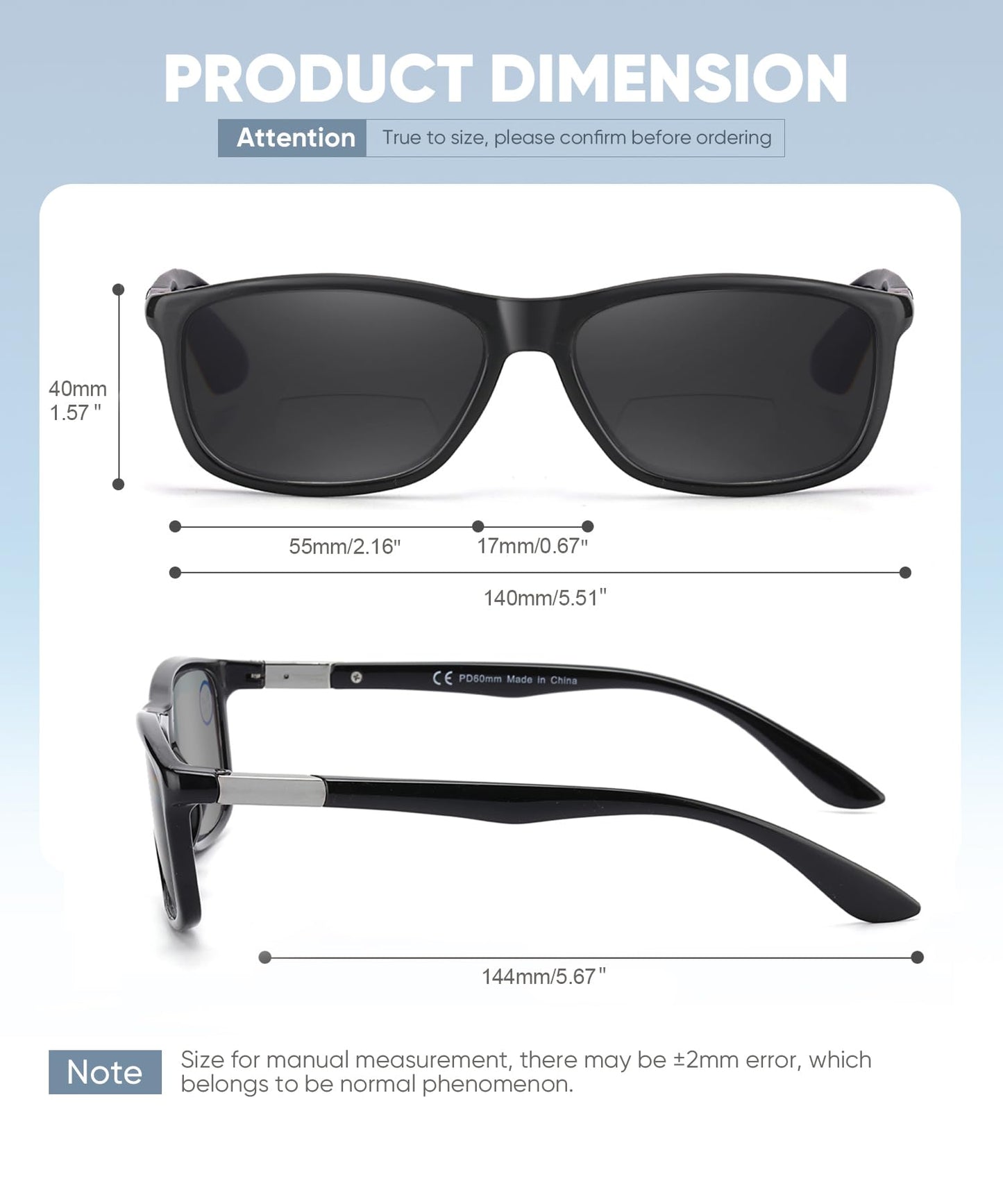 Missfive 2 Pack Bifocal Reading Glasses Men, Metal Spring Hinge Dual-Focus Readers Blue Light Blocking