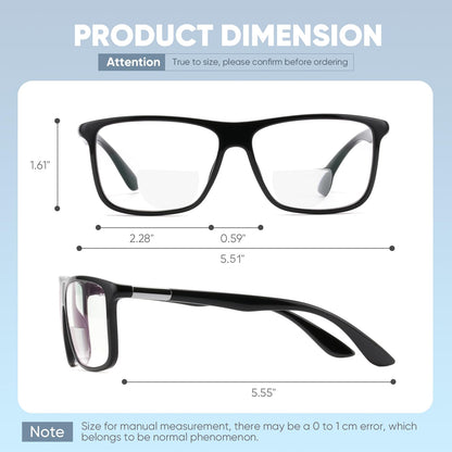 Missfive Photochromic Bifocal Reading Glasses Men Blue Light Protection, Designer Transition Retro Computer Readers Far and Near Dual-Use Lens Stylish Vintage Eyeglasses Matte Gray Eyewear