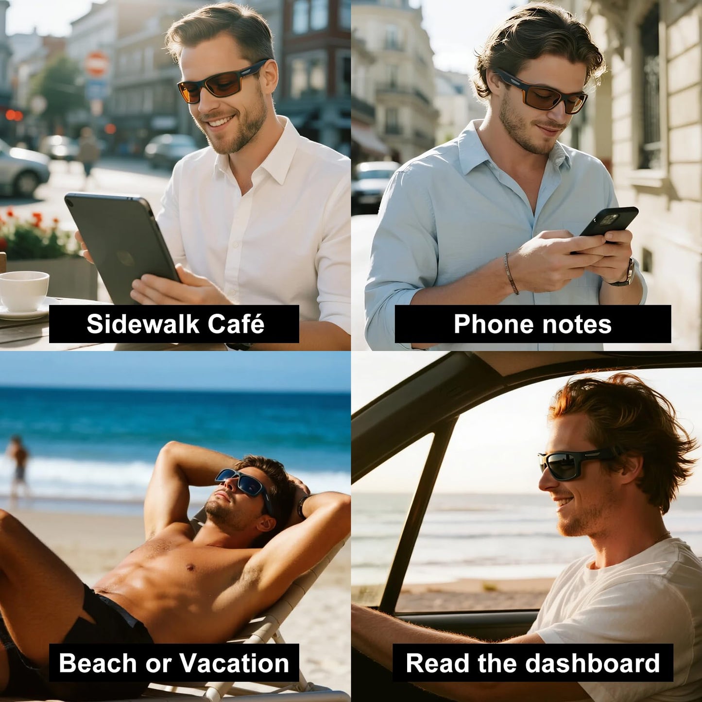 Missfive 2-Pack Mens Ultimate Bifocal Sunglasses with Readers Built In Sporty Upgraded Wrap Frame, UV400 Protection Driving & Reading Glasses for Outdoor (Dark/Brown)