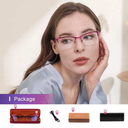 Missfive Premium Bifocal Reading Glasses for Women Anti UV/Blue Light & No Broken Metal Spring Hinge, Readers for Near Far Dual-Use & A Hard Case, Timeless Ladies Bifocals Eyewear