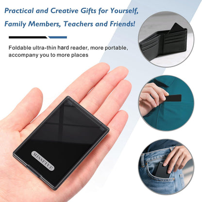Missfive Credit Card Thin Folding Reading Glasses for Men Women - Foldable Travel Pocket Readers That Fit in a Wallet, with Durable TR90 & Metal Frame & Upgraded Easy-Open Hard Case