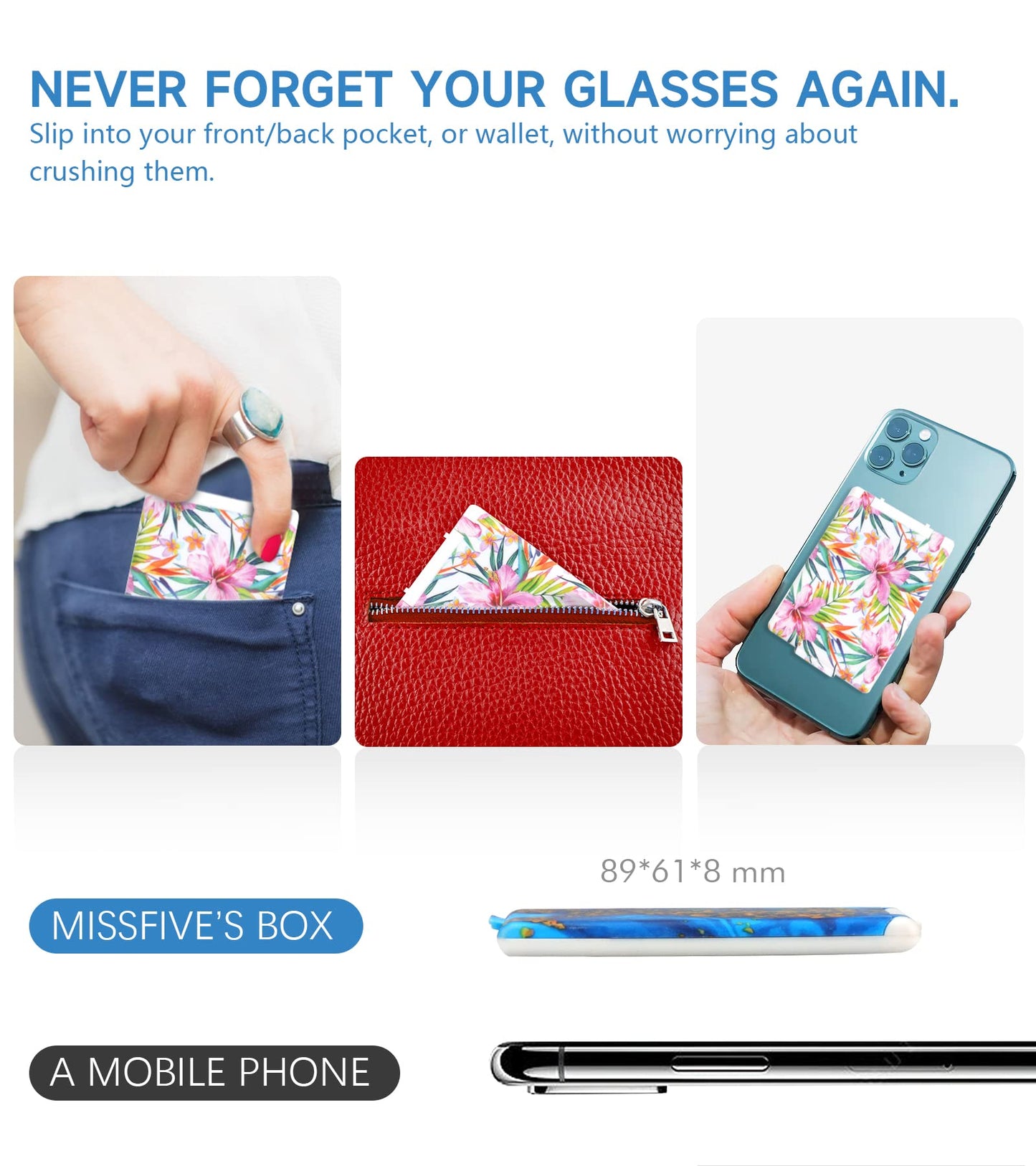 Missfive Ultra Thin Folding Reading Glasses Men Women, Foldable Portable Lightweight Pocket Readers w/ Flat Travel Case