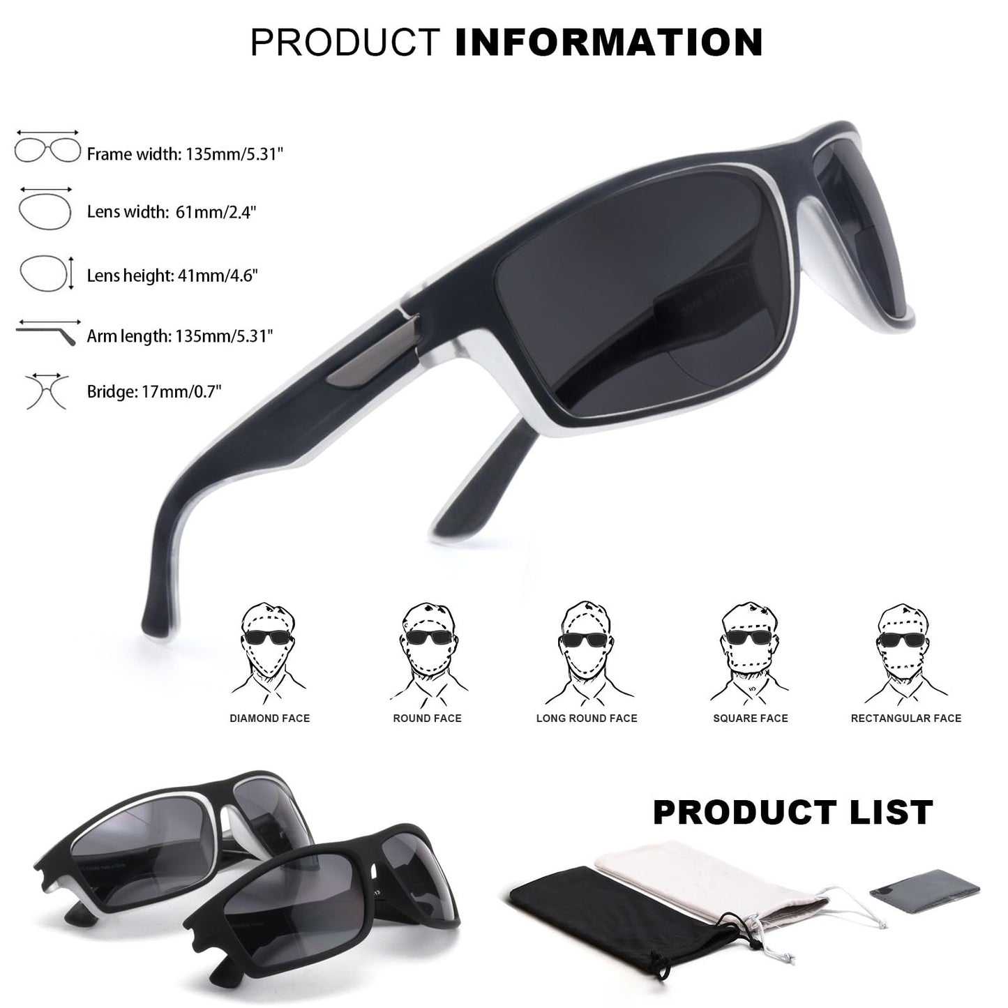 Missfive 2-Pack Mens Ultimate Bifocal Sunglasses with Readers Built In Sporty Upgraded Wrap Frame, UV400 Protection Driving & Reading Glasses for Outdoor Activities, Black & Black/Translucent Frame