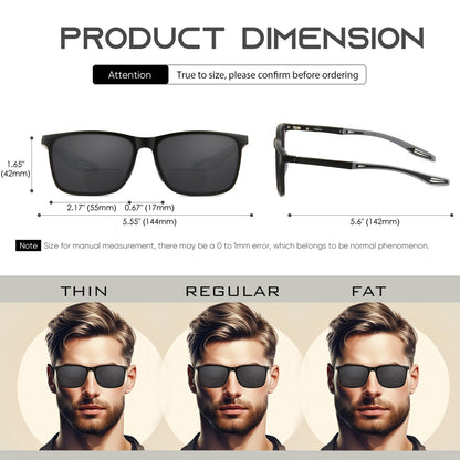 Missfive Premium Bifocal Reading Sunglasses Men Lightweight Sun Readers, UV Protection, TR90 Frame with Metal Spring Hinge Sports/Driving Glasses，Black & Blue
