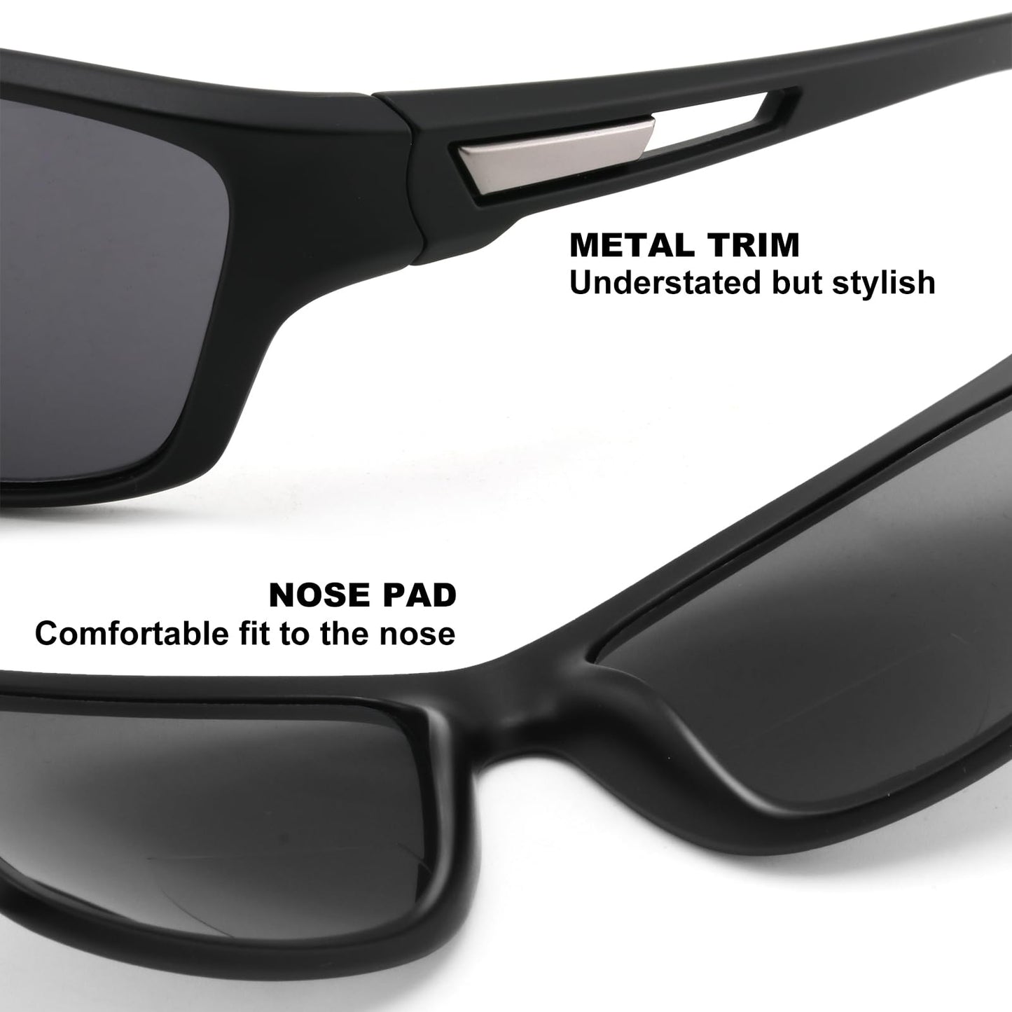 Missfive Premium Bifocal Reading Sunglasses Men Lightweight Wrap Around Design Sun Readers, UV Protection, Sports/Outdoor/Driving