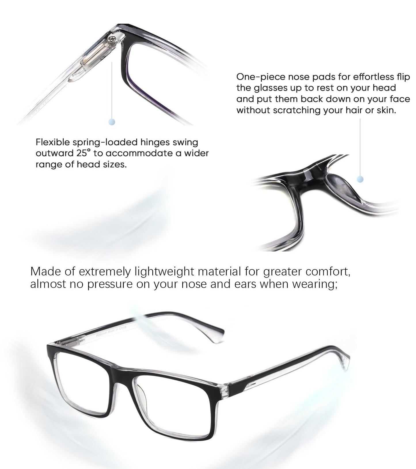 2-Pack Mens Light Multifocus Progressive Reading Glasses Blue Light Blocking, Multifocal Spring Hinge No-Line Quality Trifocal Readers Comfort Eyeglasses (Workspace For Near Range )