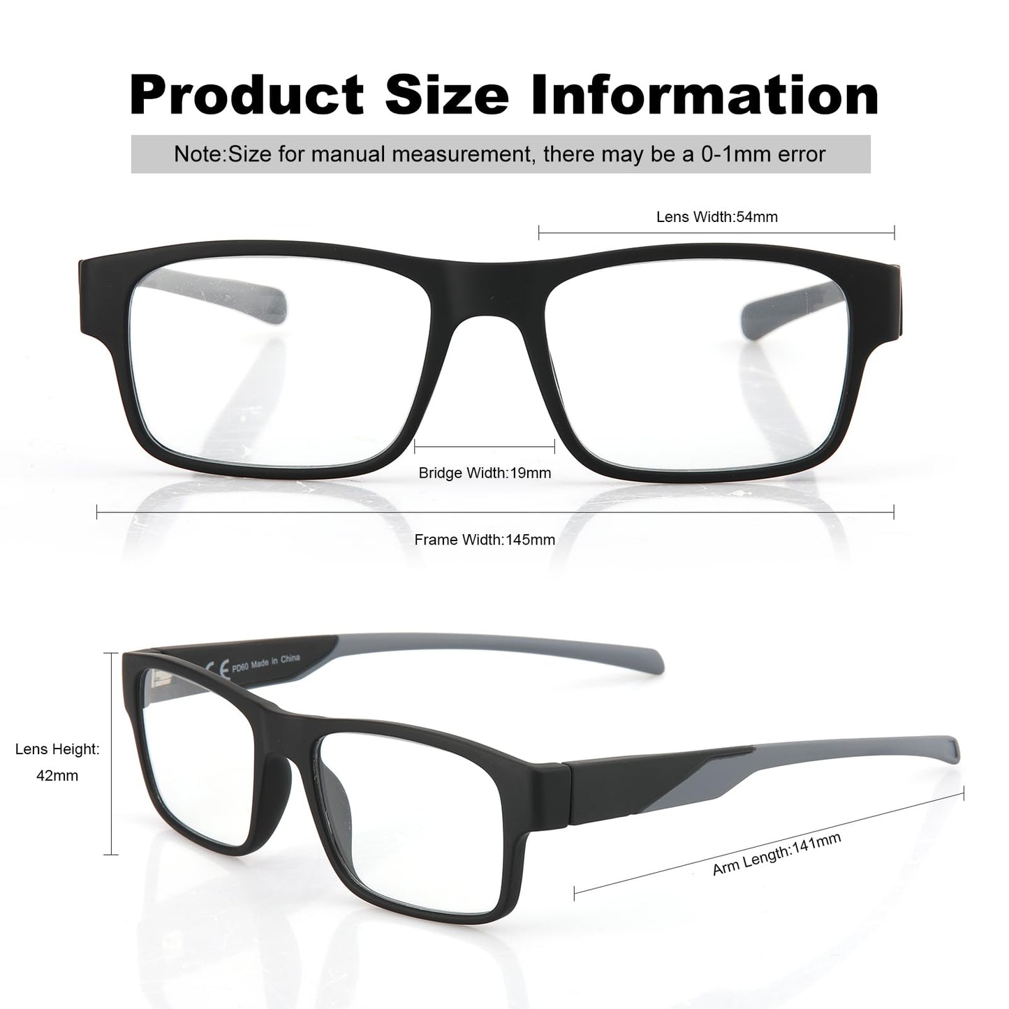 Missfive Thicken TR90 Progressive Multifocus Reading Glasses Men, Strong & Flexible 5-barrel Metal Spring Hinges, Solid Thickened Arms, No-Line Blue Light Filter Multifocal Computer Readers