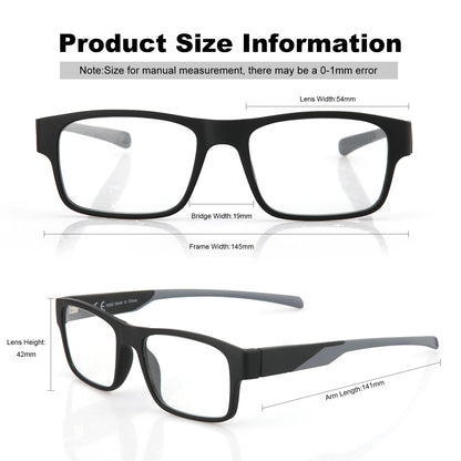 Missfive Thicken TR90 Progressive Multifocus Reading Glasses Men, Strong & Flexible 5-barrel Metal Spring Hinges, Solid Thickened Arms, No-Line Blue Light Filter Multifocal Computer Readers