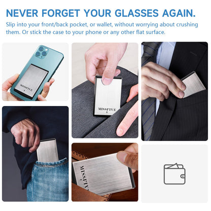 Missfive Premium Folding Reading Glasses Blue Light Blocking for Men Women, Ultra Thin Foldable Portable Travel Readers with Durable Pocket Metal Case, Compact Eyewear