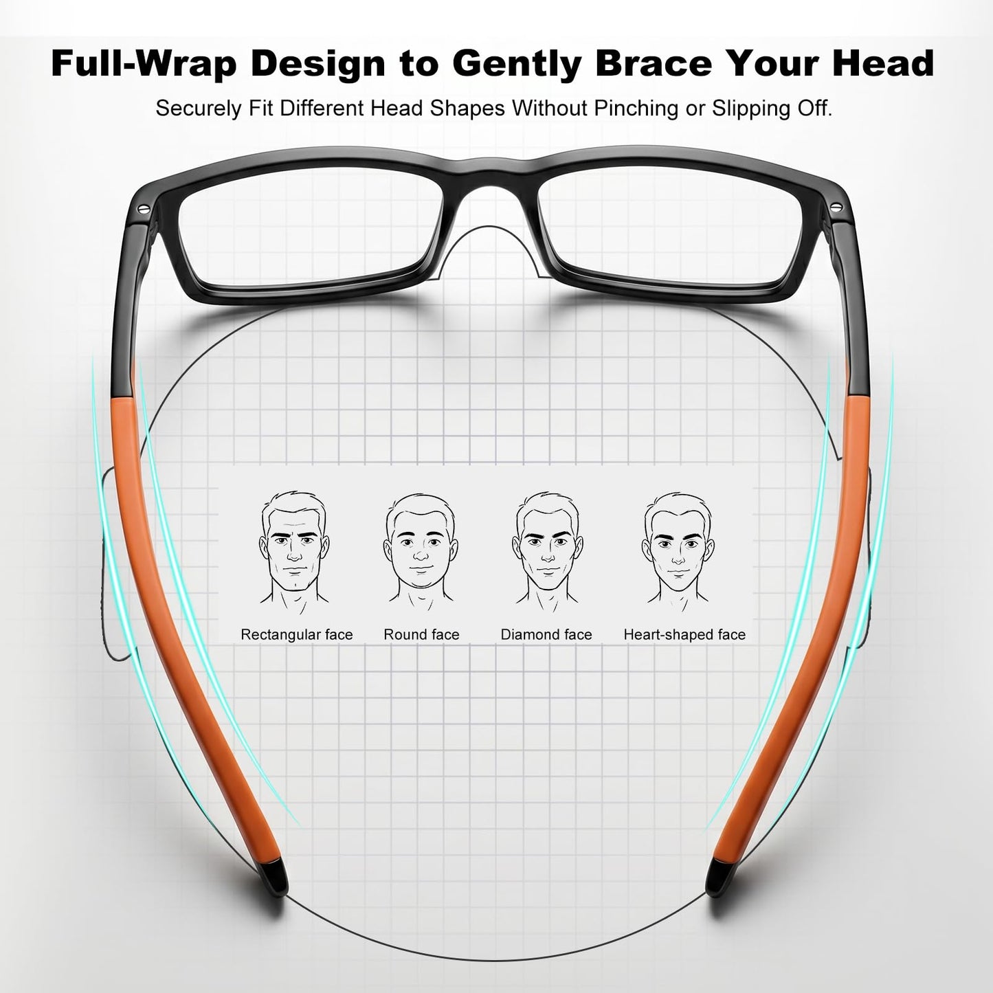 Missfive 2 Pack Sporty-Comfort Progressive Multifocus Reading Glasses Men, Super Flexible TR90 Frame with Anti-slip Rubber Tips, Anti-Blue Light Multifocal Computer Readers for Near Range