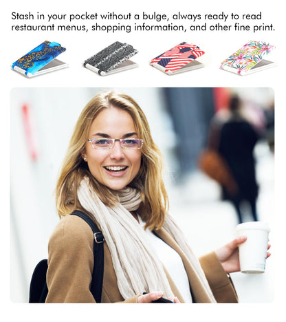 Missfive Ultra Thin Folding Reading Glasses Men Women, Foldable Portable Lightweight Pocket Readers w/ Flat Travel Case