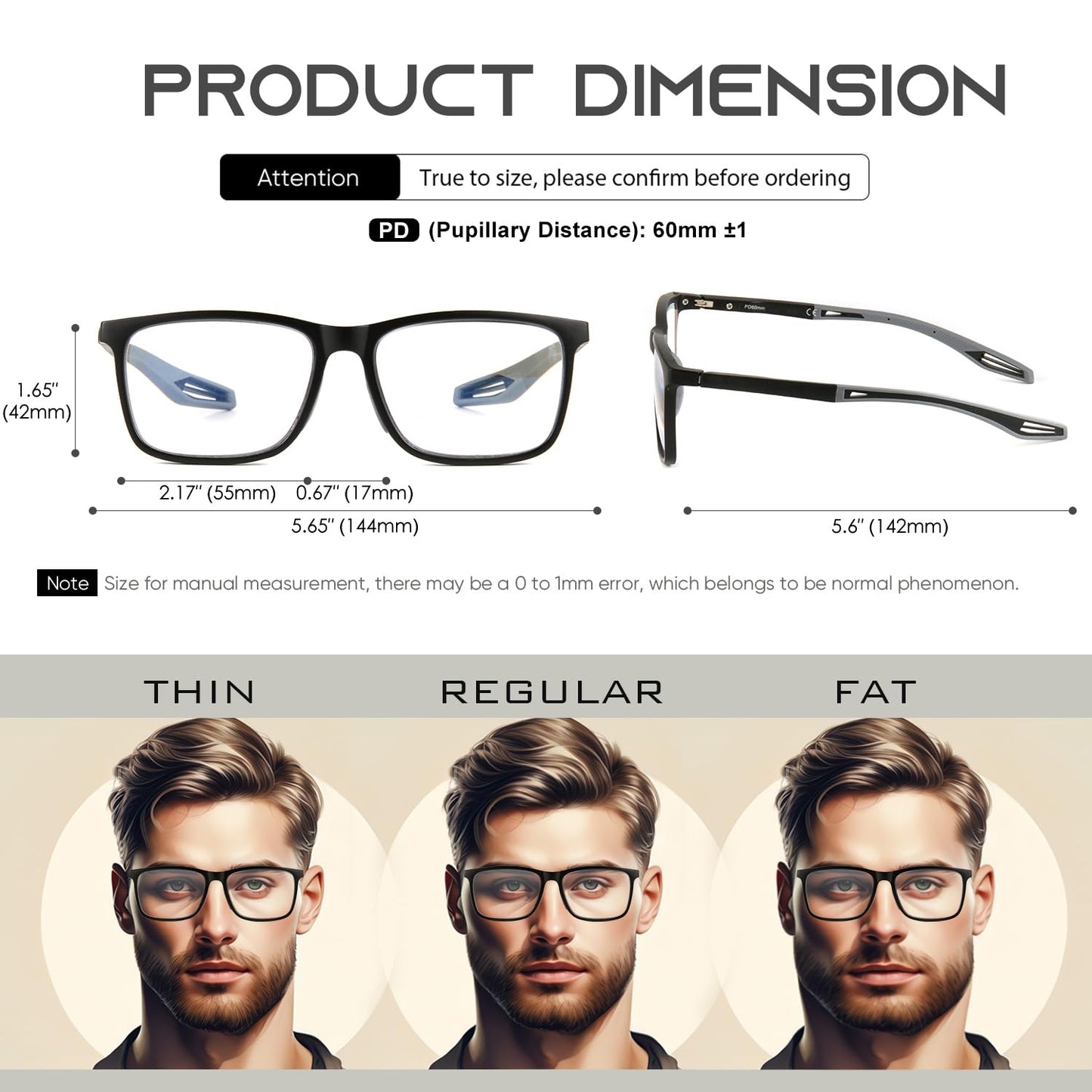 MISSFIVE 2 Pack Upgraded Unbreakable Multifocus Progressive Reading Glasses Men Women - Sports Style Anti Blue/UV/Eyestrain Multifocal Readers, Spring Hinge Near-Workspace Light Eyewear, Black & Orange