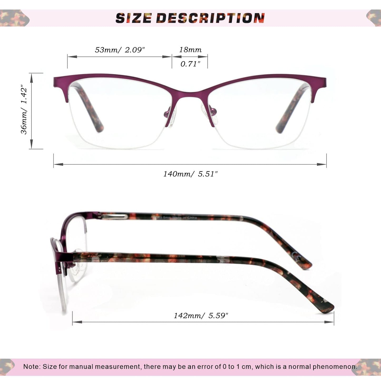 Missfive Premium Progressive Multifocus Metal Computer Reading Glasses For Women & A Hard Case, Quality Spring Hinge No Line Multifocal Readers (Workspace For Near Range )
