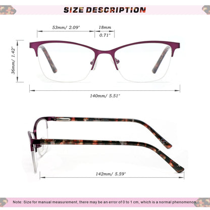 Missfive Premium Progressive Multifocus Metal Computer Reading Glasses For Women & A Hard Case, Quality Spring Hinge No Line Multifocal Readers (Workspace For Near Range )