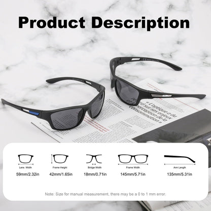 Missfive Premium Bifocal Reading Sunglasses Men Lightweight Wrap Around Design Sun Readers, UV Protection, Sports/Outdoor/Driving