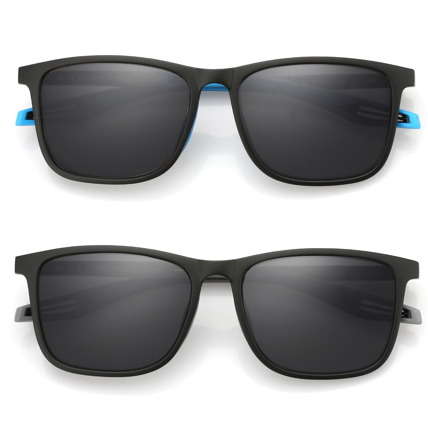 Missfive 2 Pack Upgraded Unbreakable Reading Sunglasses for Men Women, Sports Style UV400 Protection Sun Readers Ourdoor Glasses TR90 Frame Spring Hinge, Black & Blue (Not Bifocal)