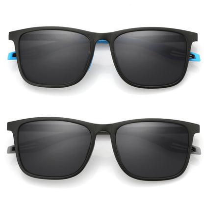 Missfive 2 Pack Upgraded Unbreakable Reading Sunglasses for Men Women, Sports Style UV400 Protection Sun Readers Ourdoor Glasses TR90 Frame Spring Hinge, Black & Blue (Not Bifocal)