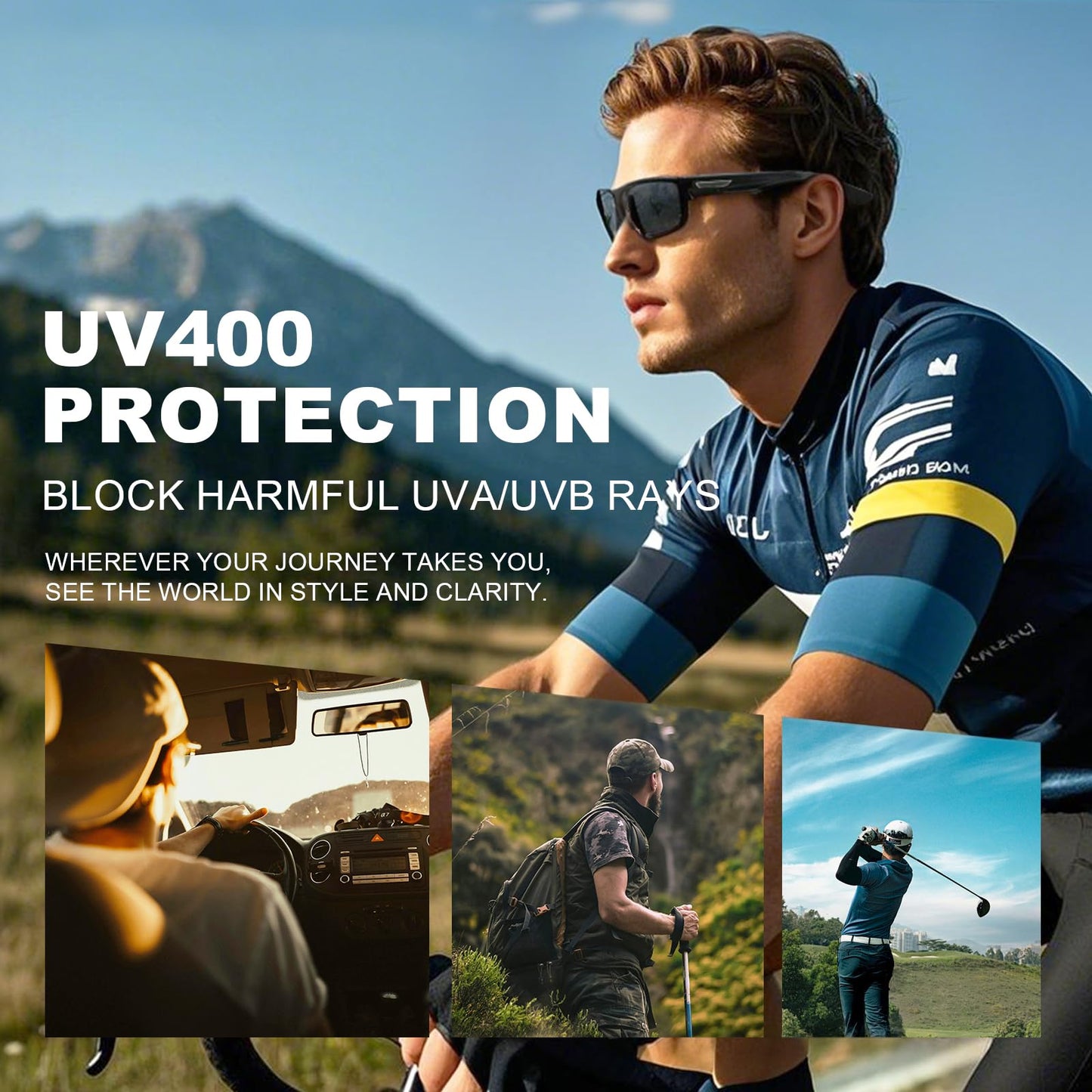 Missfive 2-Pack Mens Ultimate Bifocal Sunglasses with Readers Built In Sporty Upgraded Wrap Frame, UV400 Protection Driving & Reading Glasses for Outdoor Activities, Black & Black/Translucent Frame